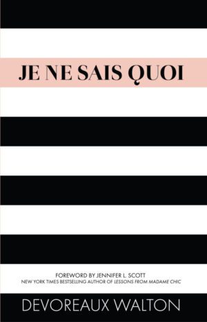 A black and white striped background with the words je ne sais quoi in french.