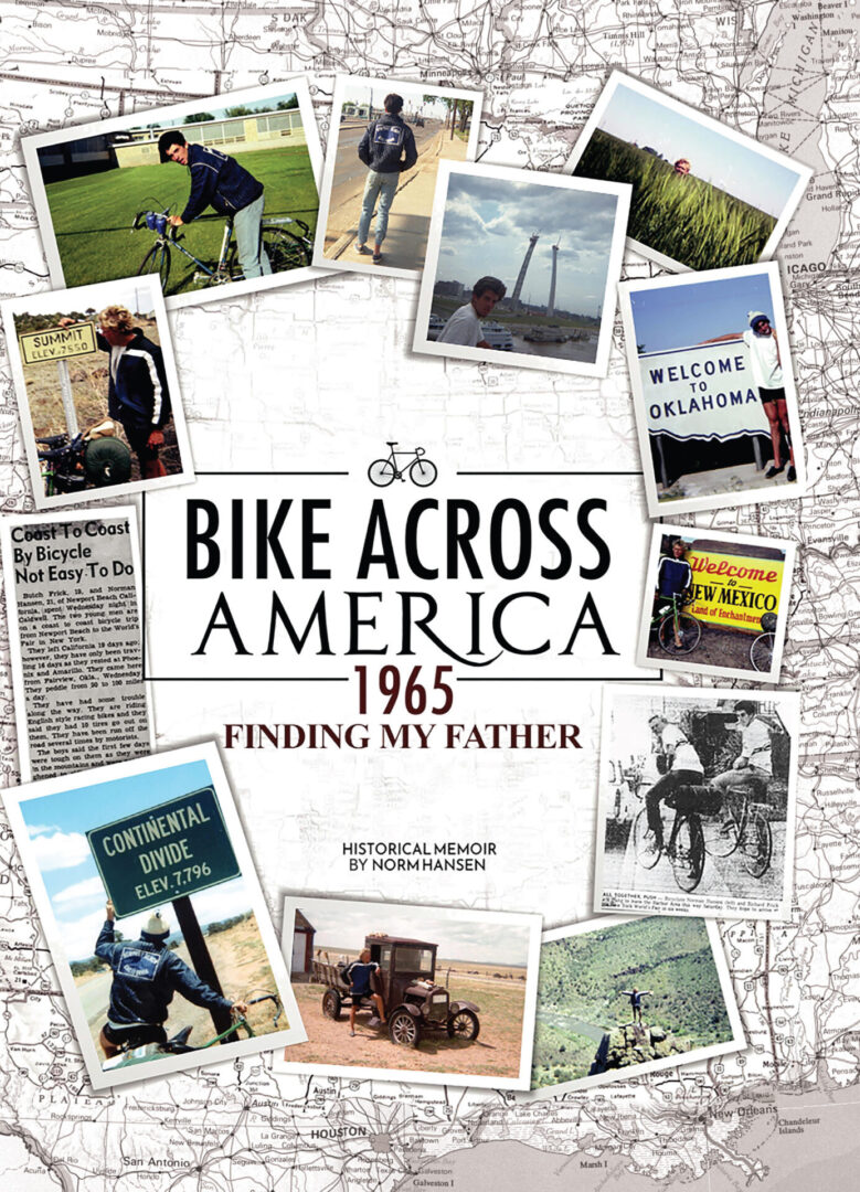 A book cover with pictures of bicycles and people.