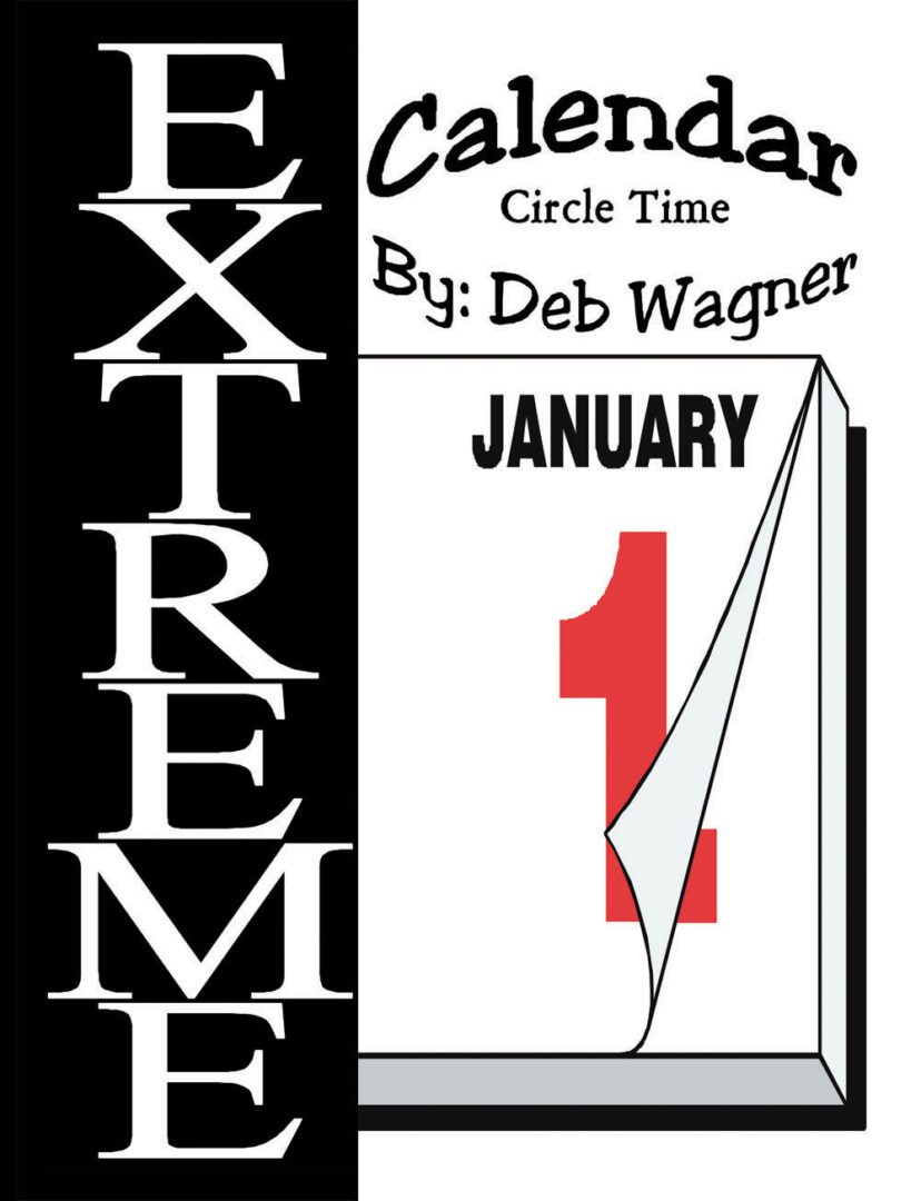 A black and white image of the cover of extreme calendar circle time.