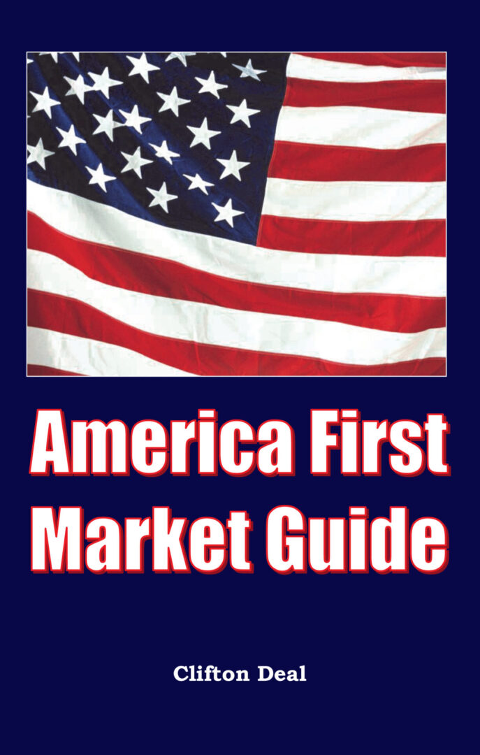 A picture of the american flag with words " america first market guide ".