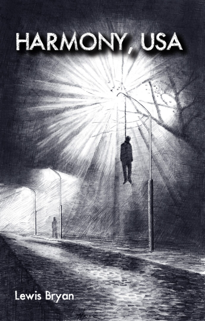 A man hanging from a wire in the middle of nowhere.