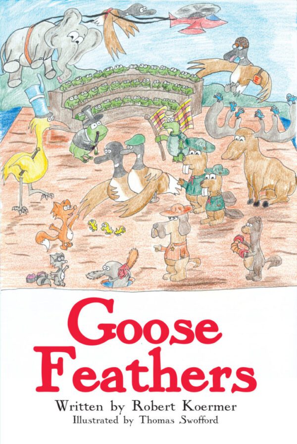 A book cover with an image of geese and other animals.