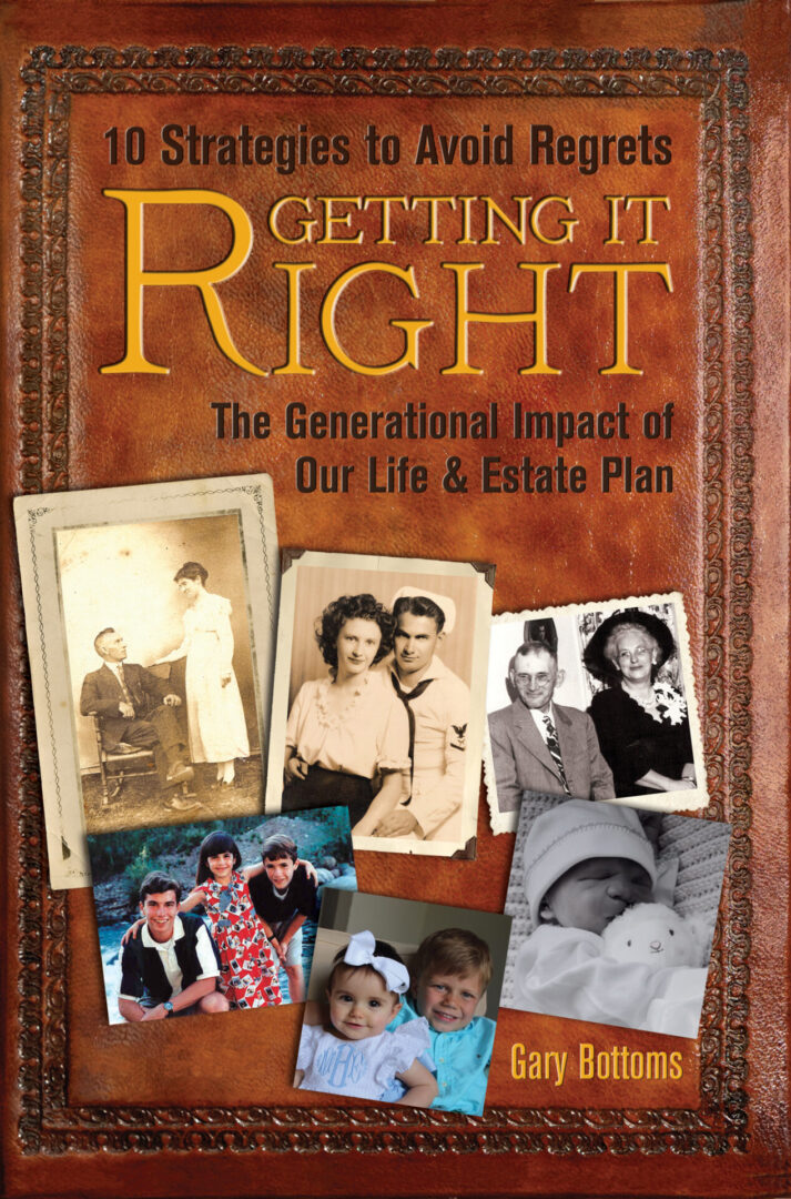A book cover with photos of people and family.