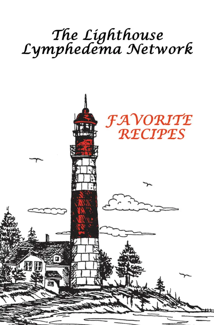 Cover of "The Lighthouse Lymphedema Network Favorite Recipes" featuring an illustration of a striped lighthouse.