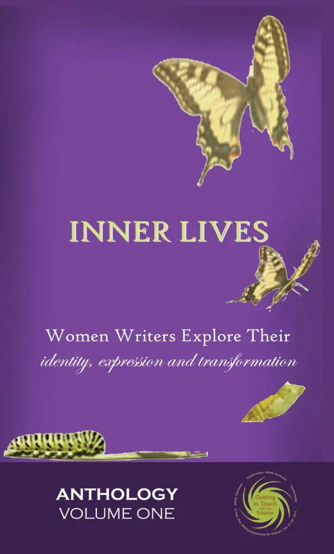 Inner Lives anthology volume one book cover featuring butterflies, representing women writers exploring identity, expression, and transformation.
