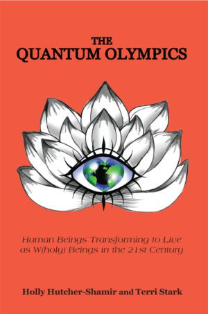 Book cover of 'The Quantum Olympics Performance Model Workbook' featuring a lotus flower with an eye in the center against a red background.