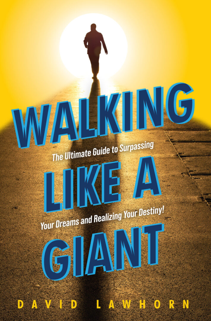 Book cover featuring "Walking Like a Giant" with a silhouette of a person walking on a sunlit path.