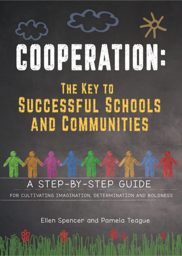 Cover of a guidebook titled 'Cooperation - Step-by-Step Guide' featuring colorful paper chain figures and chalk-style text.