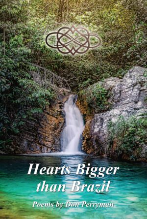 Hearts Bigger than Brazil cover featuring the title 'hearts bigger than brazil' with an image of a serene waterfall surrounded by lush greenery.