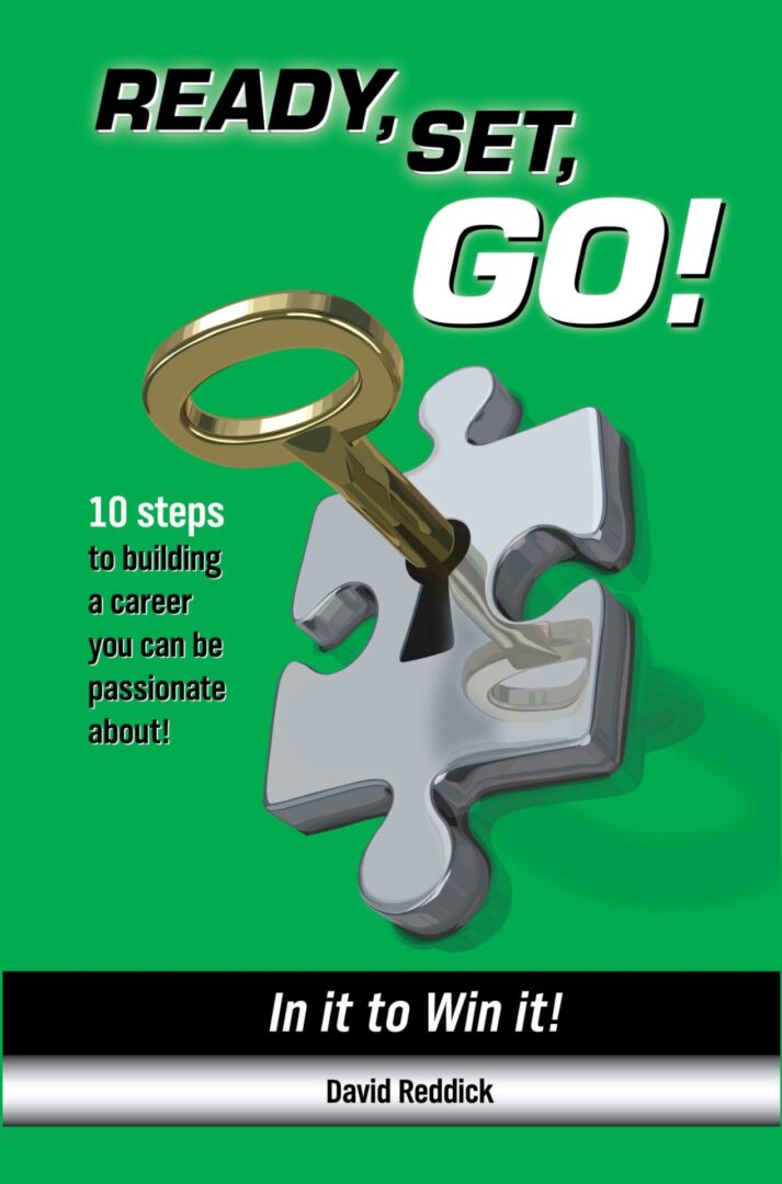 Ready, Set, Go! (Paperback Edition) cover with a featuring a golden key on top of a puzzle piece, highlighting a guide to career building steps.