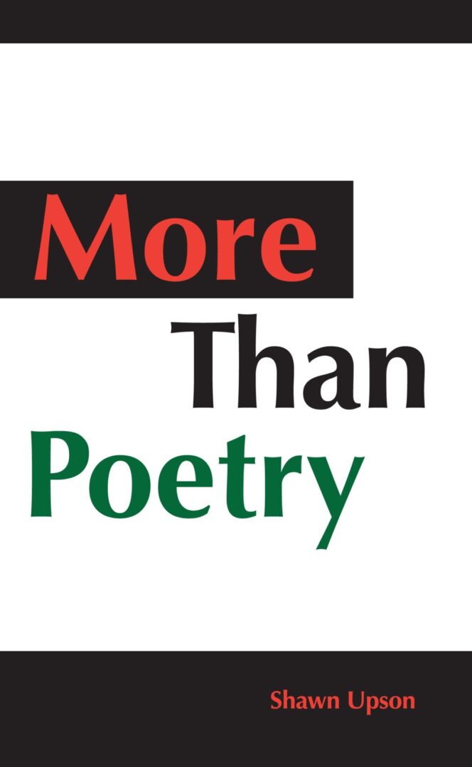 Book cover titled "More Than Poetry" by Shawn Upson, featuring a minimalist design with bold typography and a tri-color background.