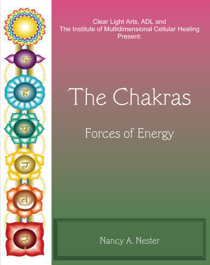 Sentence with product name: The Chakras: Forces of Energy by Nancy L. Astors, ADL - featuring a diagram of the seven main chakras aligned vertically along the human body.